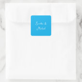 Elegante Plain Azure Blauw Gepersonaliseerde Custo Vierkante Sticker (Tas)