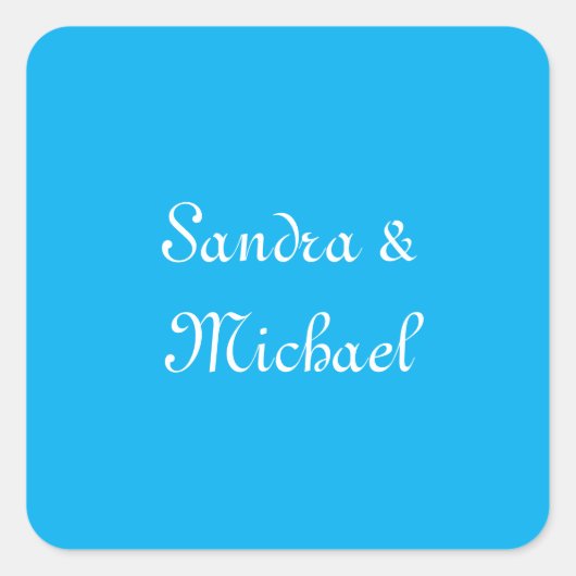 Elegante Plain Azure Blauw Gepersonaliseerde Custo Vierkante Sticker (Voorkant)