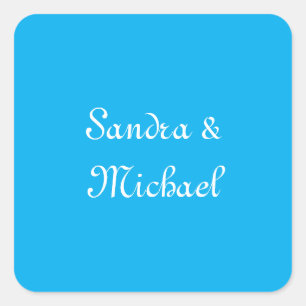 Elegante Plain Azure Blauw Gepersonaliseerde Custo Vierkante Sticker