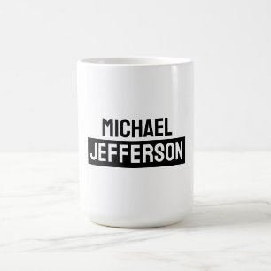 Elegante Plain Zwart Wit Gepersonaliseerde Custom Koffiemok