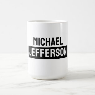 Elegante Plain Zwart Wit Gepersonaliseerde Custom Koffiemok
