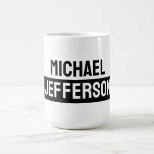 Elegante Plain Zwart Wit Gepersonaliseerde Custom Koffiemok