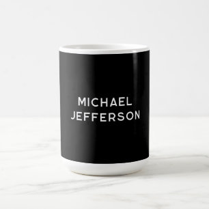 Elegante Plain Zwart Wit Gepersonaliseerde Custom Koffiemok