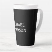 Elegante Plain Zwart Wit Gepersonaliseerde Custom Latte Mok (Rechterhoek)