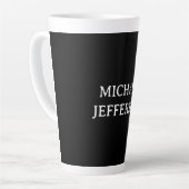 Elegante Plain Zwart Wit Gepersonaliseerde Custom Latte Mok (Linkerhoek)