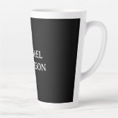 Elegante Plain Zwart Wit Gepersonaliseerde Custom Latte Mok (Rechts)