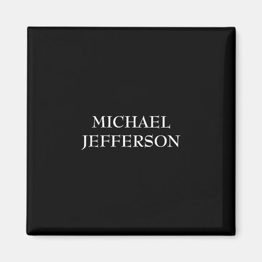 Elegante Plain Zwart Wit Gepersonaliseerde Custom Magneet (Voorkant)