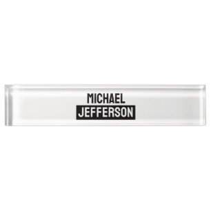 Elegante Plain Zwart Wit Gepersonaliseerde Custom Naambordje