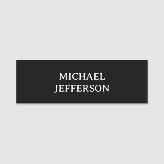 Elegante Plain Zwart Wit Gepersonaliseerde Custom Naamplaatje (Voorkant)