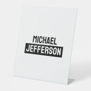 Elegante Plain Zwart Wit Gepersonaliseerde Custom Reclamebord Met Voetstuk