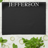 Elegante Plain Zwart Wit Gepersonaliseerde Custom Theedoek (Gevouwen)