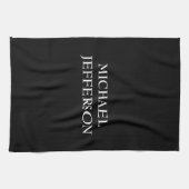 Elegante Plain Zwart Wit Gepersonaliseerde Custom Theedoek (Horizontaal)