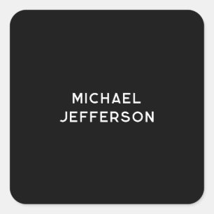 Elegante Plain Zwart Wit Gepersonaliseerde Custom Vierkante Sticker