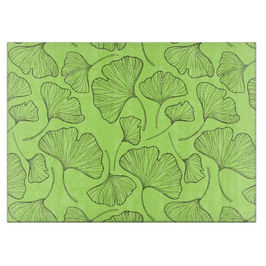 Élégante planche à découper en verre Ginkgo Leaf (Devant)