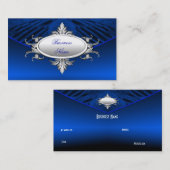 Elégante Plaque Carte de visite Art Déco Bleu Arge (Devant / Derrière)
