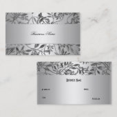 Élégante Plaque Carte de visite Florale Argent (Devant / Derrière)