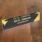 Élégante plaque de nom de bureau noir et doré (Taille)