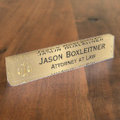 Élégante plaque de nom or pour avocat (Taille)
