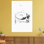 Elegante Platenspeler met Notes Sketch - Premium Canvas Afdruk (Insitu (Woonkamer))