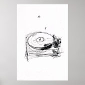 Elegante Platenspeler met Notes Sketch - Premium Poster (Voorkant)