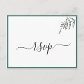 Elegante platte moderne botanische groene RSVP Uitnodiging Briefkaart (Voorkant)