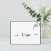 Elegante platte moderne botanische groene RSVP Uitnodiging Briefkaart (Staand voorkant)