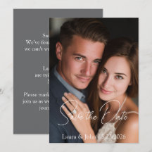 Elegante platte Save the Date trouwuitnodiging
