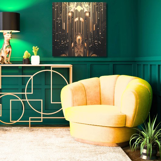 Elégante pluie d'or sur Black Art Déco