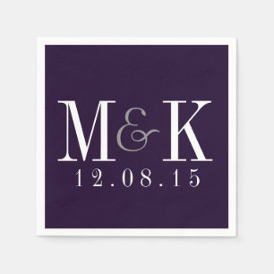 Elegante Plum Paarse Monogram Trouwservetten Servet