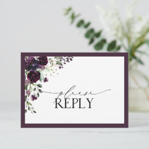 Elégante Plum violet aquarelle florale RSVP
