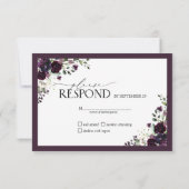 Elégante Plum violet aquarelle florale RSVP (Dos)