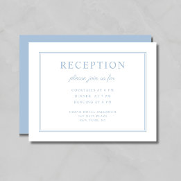 Elegante poederblauwe script bruiloftsreceptie informatiekaartje