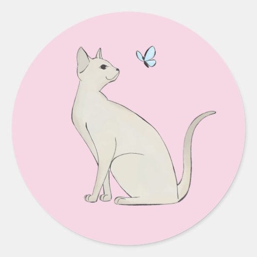 Elegante poes met vlinder Sticker (Voorkant)