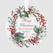 Elégante Poinsettia Berries Wreath Joyeux Noël (dos)