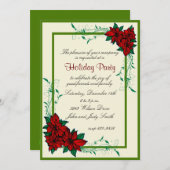 Elegante Poinsettia kerstfeest uitnodiging (Voorkant / Achterkant)