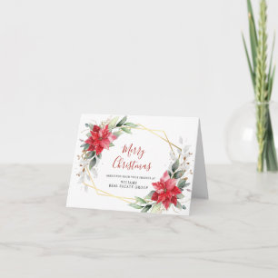Elegante Poinsettia Kerstmis Zakelijke Groet Feestdagen Kaart