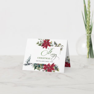 Elegante Poinsettia Mistletoe Kerstgroet Feestdagen Kaart