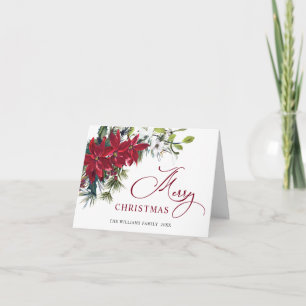 Elegante Poinsettia Mistletoe Kerstgroet Feestdagen Kaart