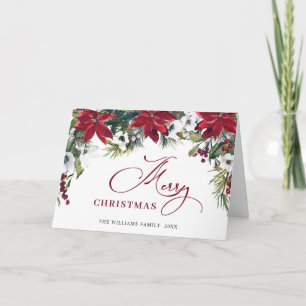 Elegante Poinsettia Mistletoe Kerstgroet Feestdagen Kaart