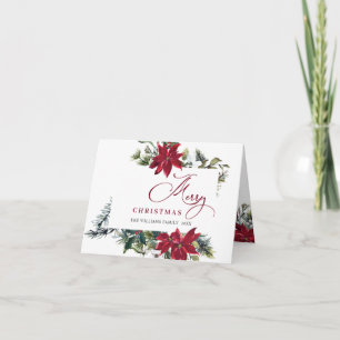 Elegante Poinsettia Mistletoe Kerstgroet Feestdagen Kaart