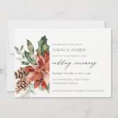 Elégante Poinsettia Pine Cone Mariage Invitation (Devant)