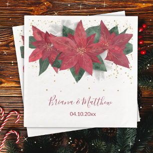 Elegante Poinsettia Rode Kerst Huwelijk Servet