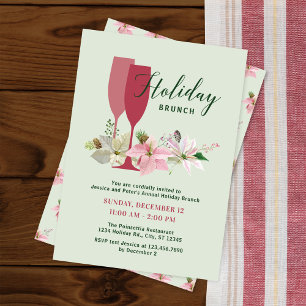 Elegante Poinsettia Vakantie Brunch Uitnodiging