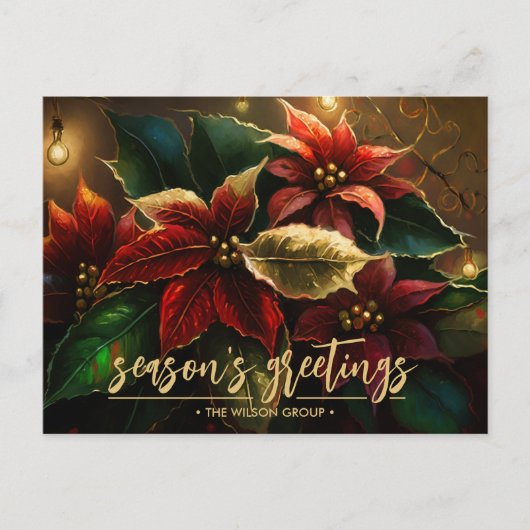 Elegante Poinsettias Zakelijke vakantie dank u Feestdagenkaart (Voorkant)