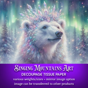 Elegante Polar Beer Ice Crystal Crown Decoupage Tissuepapier