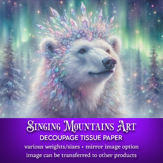 Elegante Polar Beer Ice Crystal Crown Decoupage Tissuepapier