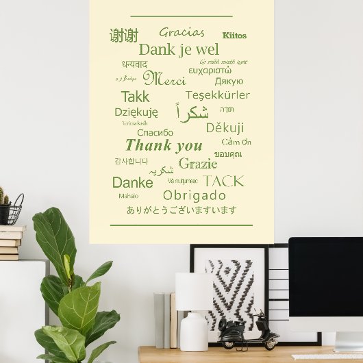 Elegante polyglot "dank u" expressie typografie poster (Thuiskantoor)