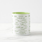 Elegante polyglot "dank u" groene typografie mok (Midden)
