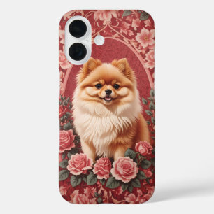 Elegante Pommerse hond William Morris geïnspireerd iPhone 16 Hoesje