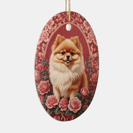 Elegante Pommerse hond William Morris geïnspireerd Keramisch Ornament (Rechts)